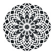 Black abstract mandala design on white background
