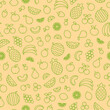 Seamless pattern of fruits and berries in outline style, vector illustration