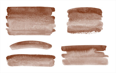 Leinwandbilder - Coffee, chocolate brown gradient watercolor vector brush strokes, stripes set. Banners collection, rectangle shape. Painted watercolour stains textures. Aquarelle templates, text backgrounds.