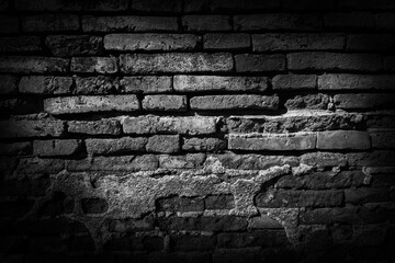 Wall Mural - Black brick walls that are not plastered background and texture. The texture of the brick is black. Background of empty brick basement wall.