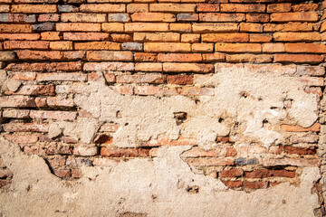 Wall Mural - Old brick wall with stains. Dirty brick walls that are not plastered background and texture. Background of old vintage brick walls.