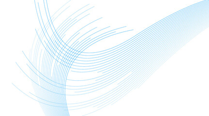 Wall Mural - Blue minimal wavy lines abstract futuristic tech background. Vector digital design