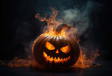 Fototapeta Kosmos - Abstract Halloween jack-o-lantern decoration background. generative AI