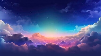 Wall Mural - Abstract space background. Blue cloudy sky. Generative AI.