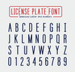 License plate font letters with embossed letters and numbers Car license plate writing style.