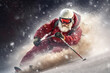 © VICHIZH - snow santa skier snowboarder sport holiday mountain ski christmas winter. Generative AI.