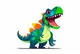 Fototapeta Dinusie - Allosaurus. Dinosaur, cartoon style, kids content. White background. Ai illustration, fantasy digital painting, Generative AI