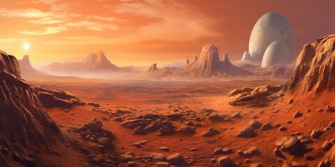 Wall Mural - ai generated. ai generative. mars planet landscape surface galaxy space future view scene. comics il