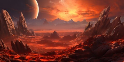 Wall Mural - ai generated. ai generative. mars planet landscape surface galaxy space future view scene. comics il