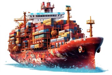 Poster - delivery concept. cargo ship isolated on white background. Generated by AI.