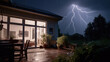 a thunderstorm with lightning from home. Generative AI