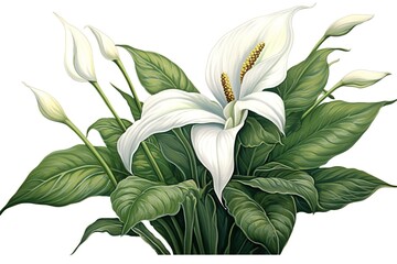 Poster - peace lily isolated on white background. Generated by AI.