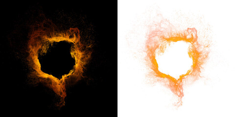 Poster - abstract fiery energy ring on black and transparent png. graphic illustration of a vibrant and dynam