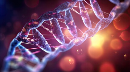 Poster - digital 3d render of dna strands for genetic research