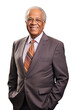 Senior african-american businessman smiling portrait. Isolated on transparent white background. Generative AI
