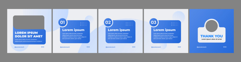 Simple carousel layout template for social media posts. gradient blue theme social media template