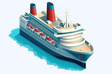Poster - isometric ship isolated on white background. Generated by AI.