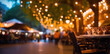 AI-rendered evening bokeh scene of an outdoor street bar