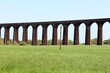 A closeup view of the clava nairn viaduct or the impressive 29 arches of the Culloden viaduct that stretch over the valley and River Nairn, an Inverness, Scotland architectural sight to see.