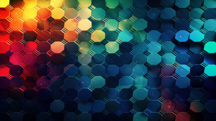 Poster - Techno Hexagons: Abstract Technology Background with Hexagons. Generative AI.