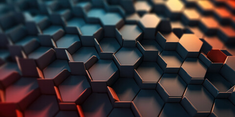 Poster - Data Network: Abstract Hexagon Pattern representing Digital Connectivity. Generative AI.