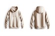 Sand color hoodie sweatshirt mockup, front and back view, Generative AI