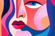 © VICHIZH - woman cubist cubism minimalist modern poster portrait abstract face fashion graphic. Generative AI.