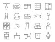 Furniture icon set. It included home appliances, room, cabinet, closet, and more icons. Editable Vector Stroke.