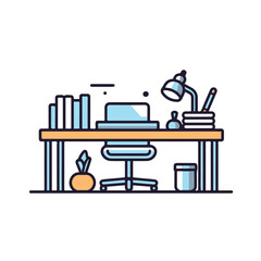 Poster - office desk icon illustration. lineart clean icon illustration