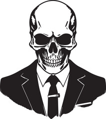 Skull in a business suit and sun glasses Vector Illustration, SVG	
