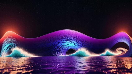 Poster - A vibrant light wave against a dark background. Generative ai