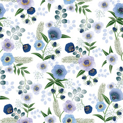 Wall Mural - Vector illustration of seamless floral pattern in spring season.  	