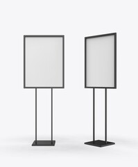 Wall Mural - Free Standing Poster Display Holder Metal Stand. 3d Render Illustration.
