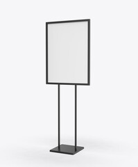 Wall Mural - Free Standing Poster Display Holder Metal Stand. 3d Render Illustration.