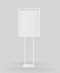 Wall Mural - free standing poster display holder metal stand. 3d render illustration.