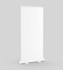 Wall Mural - White blank empty high resolution Business Roll Up and Standee Banner display mock up Template for your Design Presentation. 3d illustration.