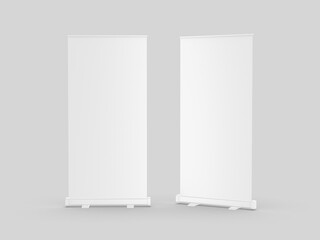Wall Mural - White blank empty high resolution Business Roll Up and Standee Banner display mock up Template for your Design Presentation. 3d illustration.