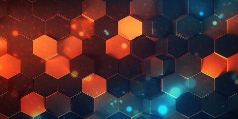 Poster - Geometric Tech: Abstract Hexagon Pattern on Technology Background. Generative AI.