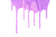 Paint drops flowing down on white paper. Lilac purple ink blots abstract background