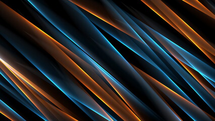 Abstract blue orange smooth glowing neon lines background