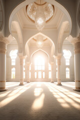 Wall Mural - interior of a beautiful islamic mosque with ornate archway. Generative ai