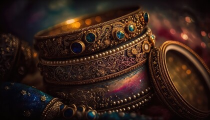 Wall Mural - ethnic style indian bangle jewelry photography for bridal marriage ceremony generative ai