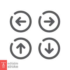 Poster - Arrow control button icon set. Simple outline style. Slider, left, right, up, down, navigation concept. Thin line symbol. Vector illustration isolated on white background. Editable stroke EPS 10.