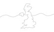 One line United Kingdom map. Continuous line drawing of Great Britain. Vector illustration.