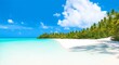 A tropical beach paradise with crystal clear waters and white sand, generative ai