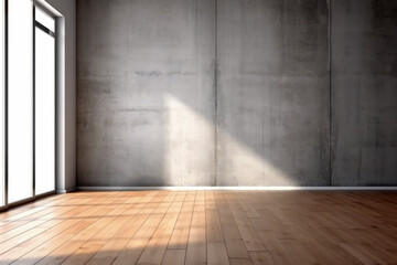 Aufkleber - Empty room with concrete wall and wooden floor. High quality photo