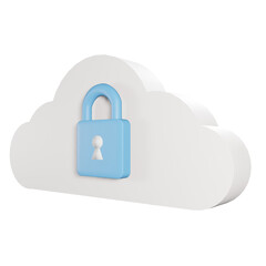 Wall Mural - Cloud security 3d icon. data technology protection ​​security online network.3d render illustration.