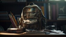 Illustration Of A School Bag Full Of School Supplies