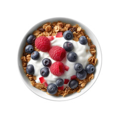 Wall Mural - Delicious Bowl of Granola with Yogurt with Berries Isolated on a Transparent Background. Generative AI