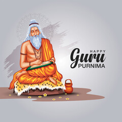 guruhappy guru purnima with writing vector illustration design